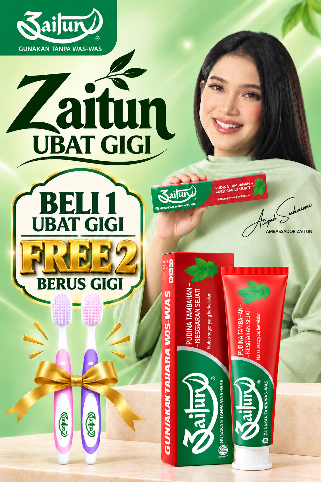 Ubat Gigi Zaitun Pudina Tambahan