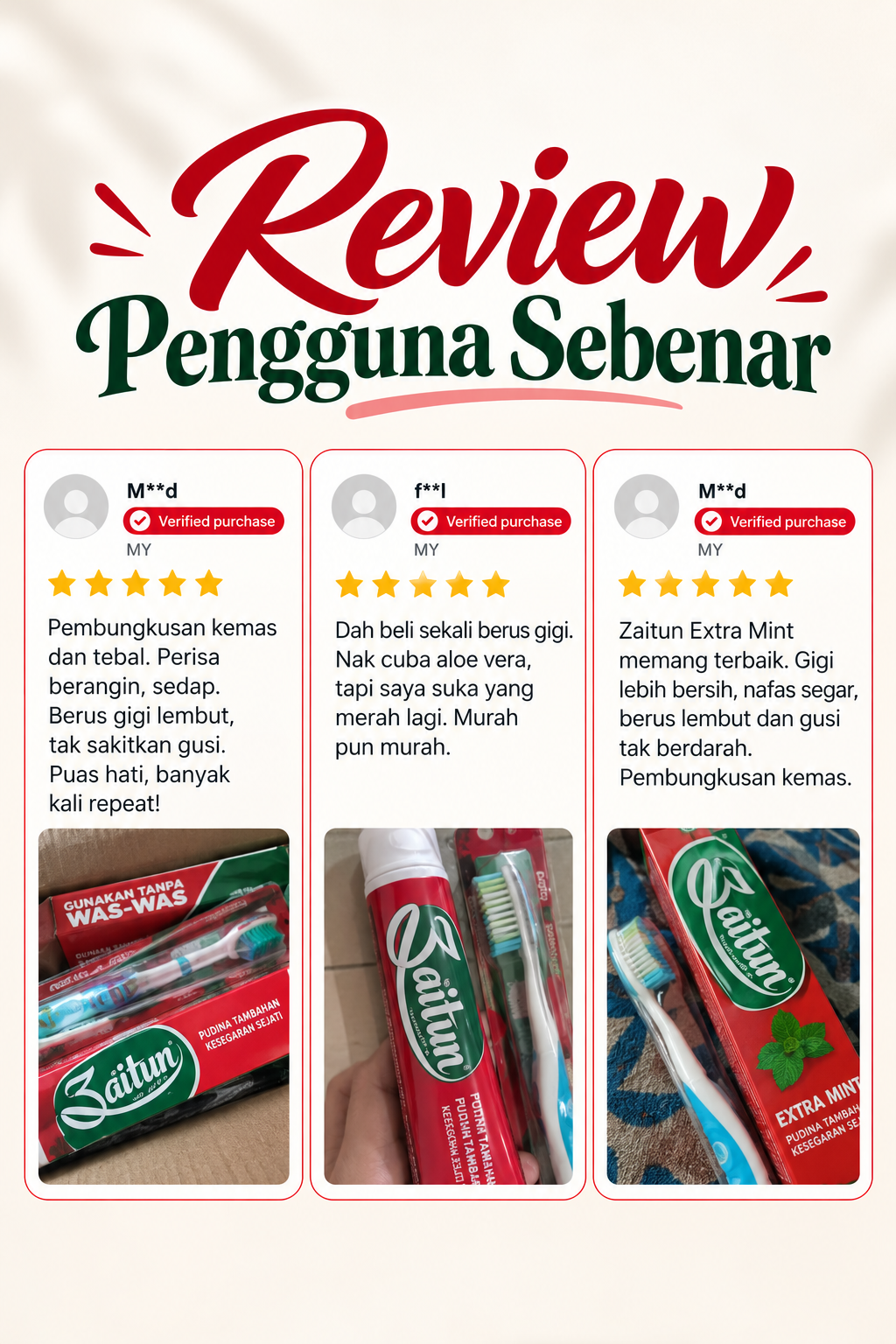 Review pengguna Ubat Gigi Zaitun